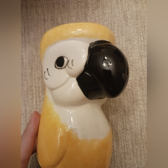 Yellow and Black Parrot Figurine Summer Drink Cup - Picture 2 of 2